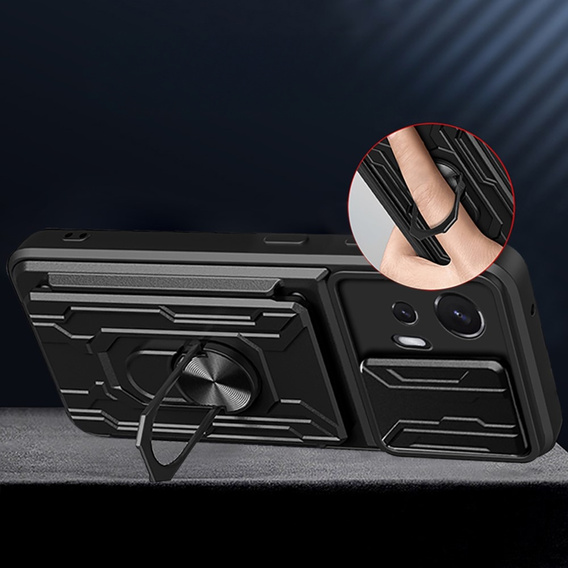 Páncélozott tok a Motorola Edge 30 Neo 5G, Camera Slide Card Slot, fekete