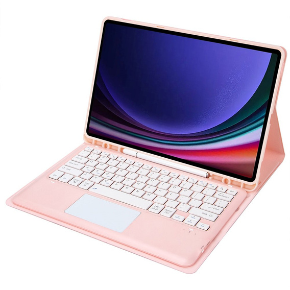 Tok + billentyűzet Samsung Galaxy Tab S9+, Leather Pen Slot TouchPad, rózsaszín rose gold