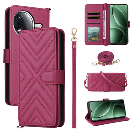 Tok patenttal a Xiaomi Poco F7 Ultra-hez, Crossbody Leather Wallet, bordó