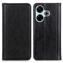 Pattintható tok Xiaomi Redmi 13, Split Leather, fekete