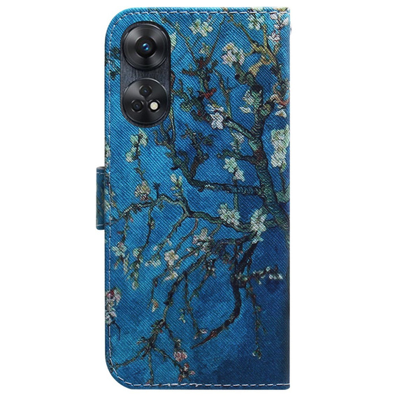 Pattintható tok a Oppo Reno8 T 4G, Wallet, sakura, kék