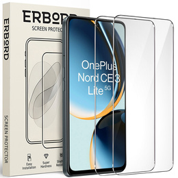 2x edzett üveg a OnePlus Nord CE 3 Lite 5G, ERBORD 9H Hard Glass a képernyőn