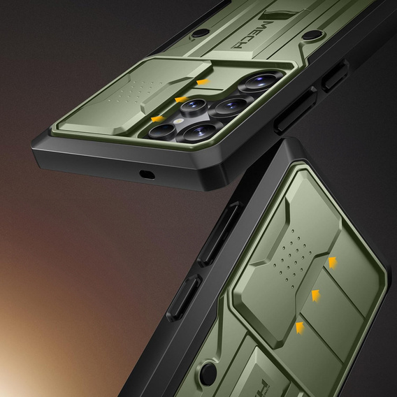 Robusztus tok Samsung Galaxy S25 Ultra készülékhez – Tongate MECH sorozatú klip, fekete