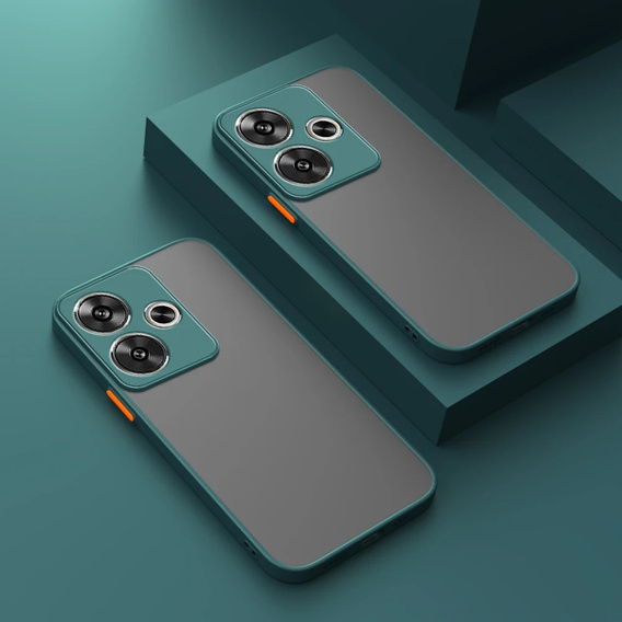 Szilikon tok Xiaomi Poco F6, kamera védelemmel, átlátszó / zöld