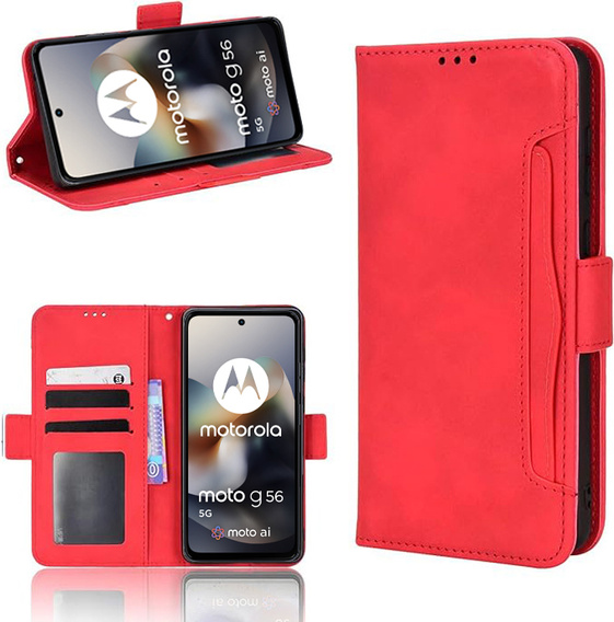 Pattintható tok a Motorola Moto G56 5G, Card Slot, piros