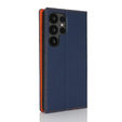 Pattintható tok a Samsung Galaxy S25 Ultra, Litchi Skin Grain, sötétkék