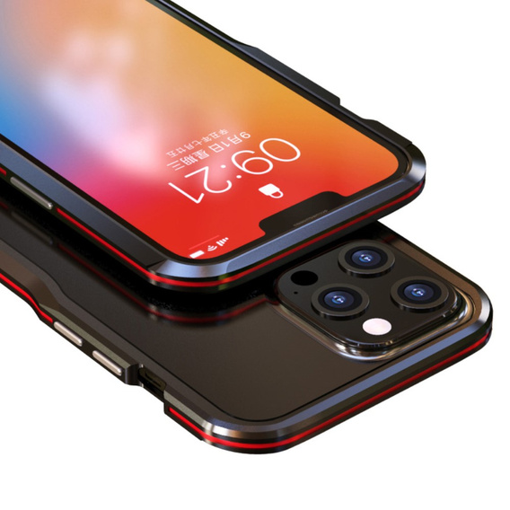 Teletok LUPHIE iPhone 13 Pro Max-hoz, Armor Bumper, fekete / piros