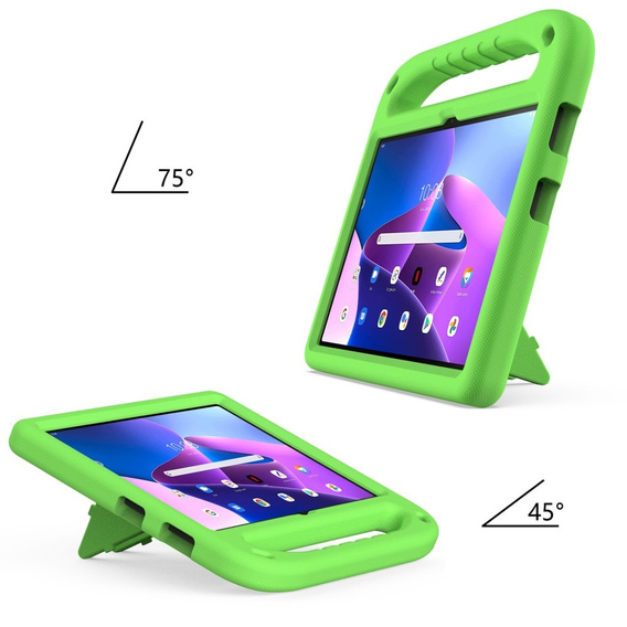 Gyermek tok Lenovo Tab M10 10.1 Gen 3, gyermek tok fogantyúval, zöld