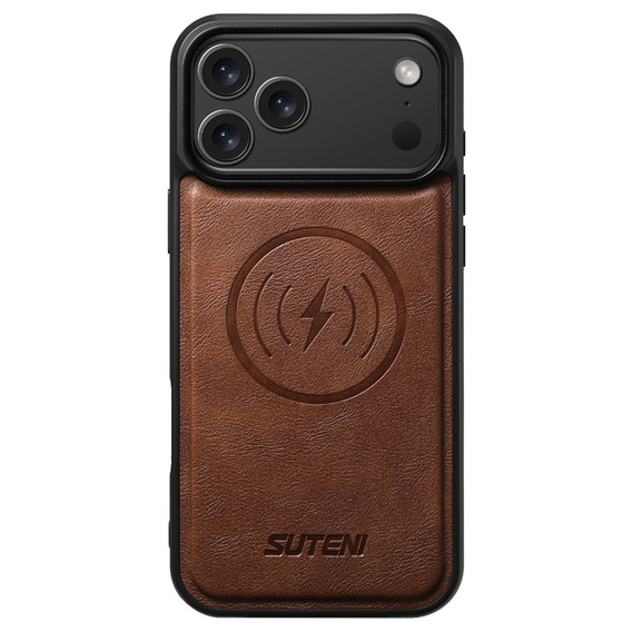 2 az 1-ben flip tok iPhone 17 Pro-hoz, SUTENI, MagSafe, barna színű