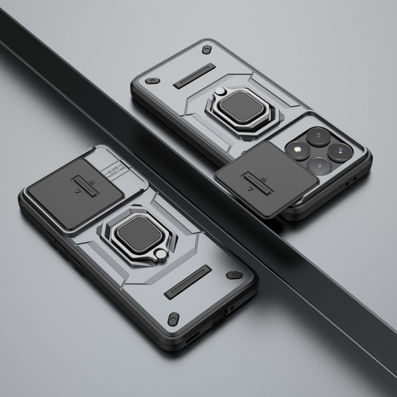 Telefontok a Xiaomi Poco F6 Pro, KickStand Camera Lens, szürke