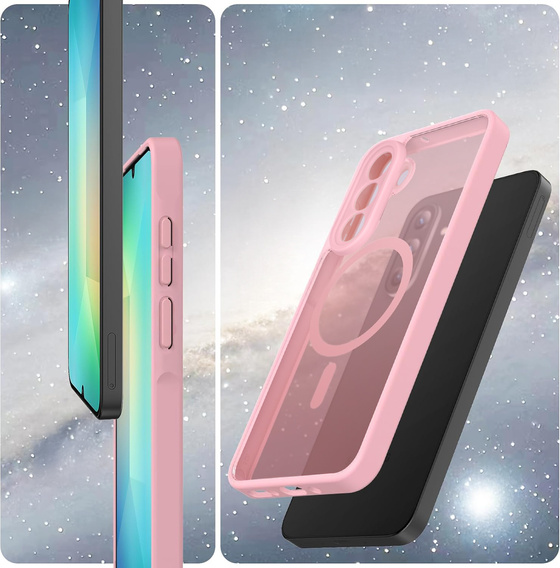 Tok Samsung Galaxy A56 5G-hoz, MagSafe, ERBORD Matt Case, rózsaszín + képernyőüveg