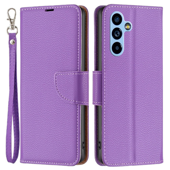Pattintható tok a Samsung Galaxy A54 5G, Wallet Litchi Magnet, lila