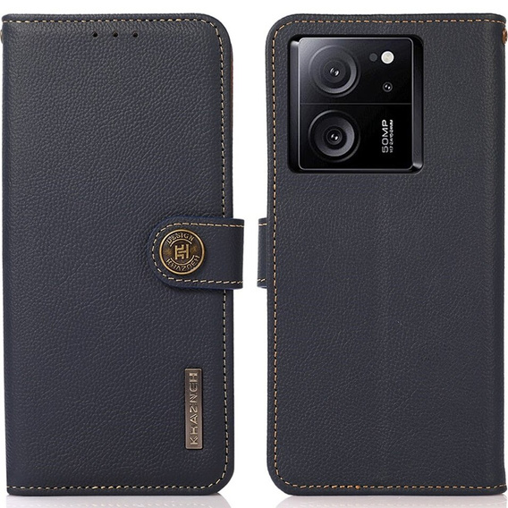 KHAZNEH RFID tok Xiaomi 13T / 13T Pro, Litchi textúra, kék