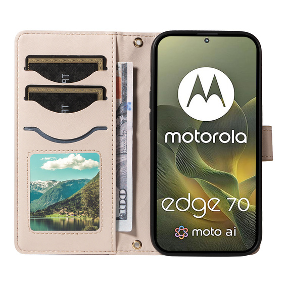 Rhombus Crossbody bőr flip tok Motorola Edge 70 készülékhez