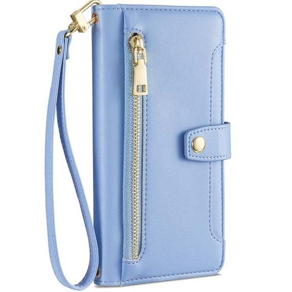 Pattintható tok a Samsung Galaxy A54 5G, Wallet Zipper Pocket, kék