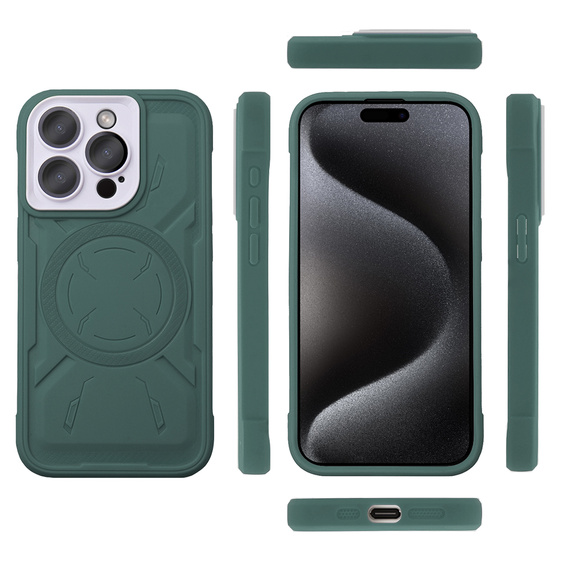 Tok iPhone 15 Pro Max, ERBORD Armor Mag, zöld