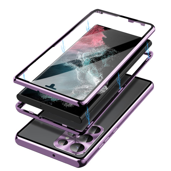 Tok Samsung Galaxy S23 Ultra, Magnetic Dual Glass, lila