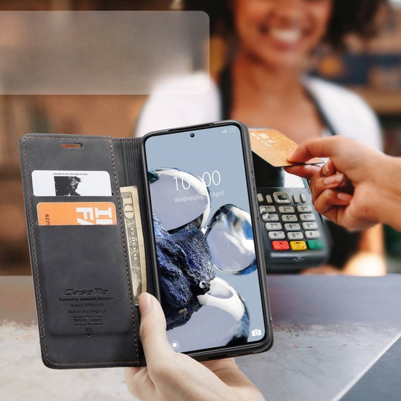 CASEME tok Xiaomi 12T / 12T Pro, Leather Wallet Case, fekete