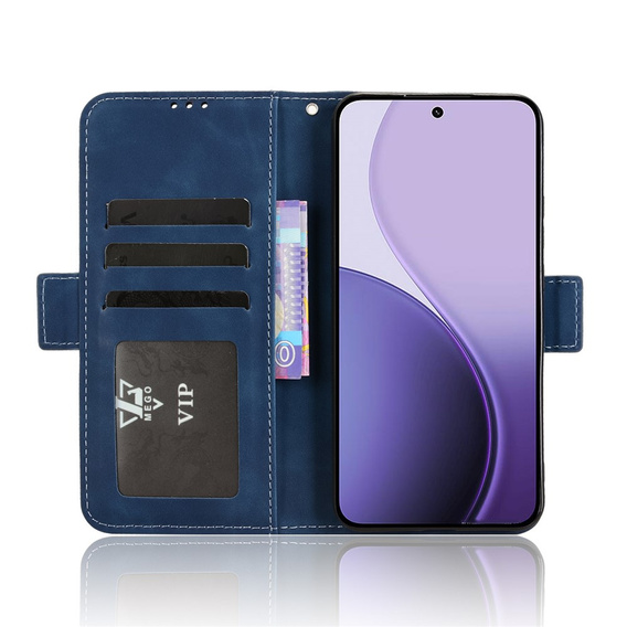 Flap tok Oppo Reno 14, kártya slot, pénztárca, tengerészkék
