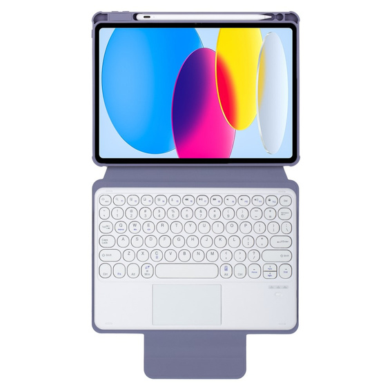 Billentyűzet tok iPad 11" 2025 A16 (11 gen.) / iPad 10.9" 2022 (10 gen.), Rotary 360° Leather, lila