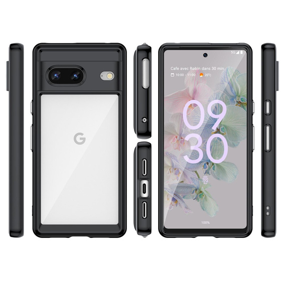Tok Google Pixel 7 5G, Fusion Hybrid, kameravédelemmel, átlátszó / fekete