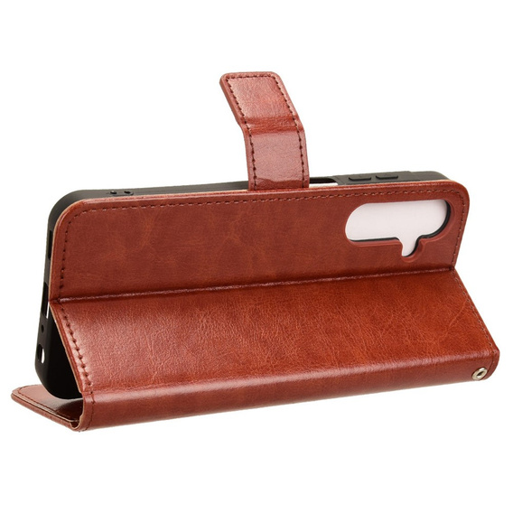 Pattintható tok a Samsung Galaxy M55 5G, Crazy Horse Wallet, barna