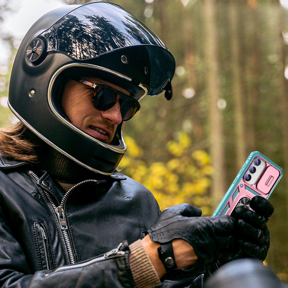 Telefontok a Samsung Galaxy S23, CamShield Slide, rózsaszín / zöld