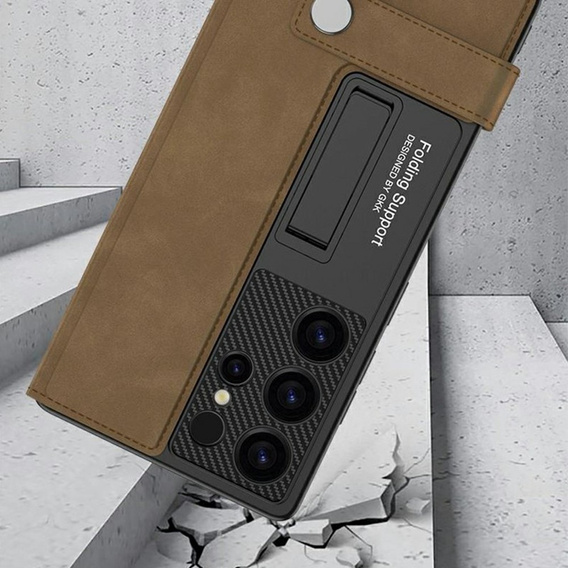 Pattintható tok Samsung Galaxy S25 Ultra, GKK Card Slot Wallet, fekete