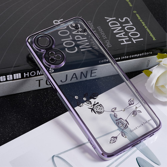 Tok Oppo Reno8 T 4G, csillogó virág, lila
