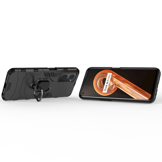 Telefontok a Realme 9i / Oppo A96, Kickstand Ring, fekete