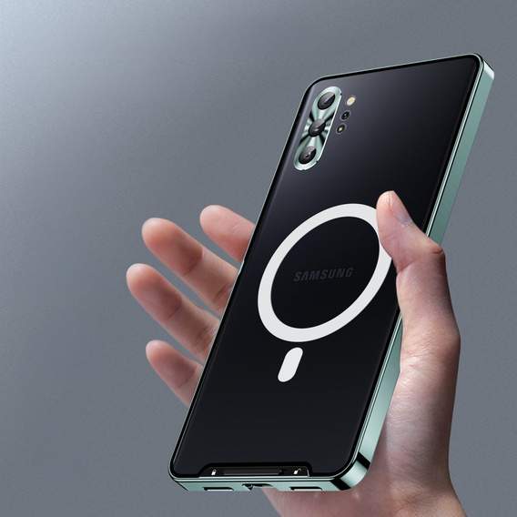Kameravédő tok Samsung Galaxy Note 10+ Plus, CamShield MagSafe, átlátszó / zöld