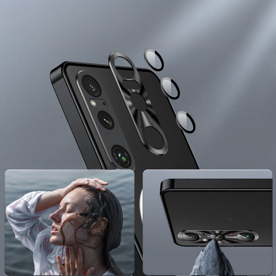 Kameravédő tok Sony Xperia 1 VI, CamShield MagSafe, fekete