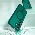 Tok Samsung Galaxy S25-hoz, MagSafe, ERBORD Matt Case, zöld + képernyőüveg