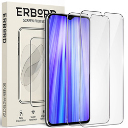 2x edzett üveg a Xiaomi Redmi Note 8 Pro, ERBORD 9H Hard Glass a képernyőn