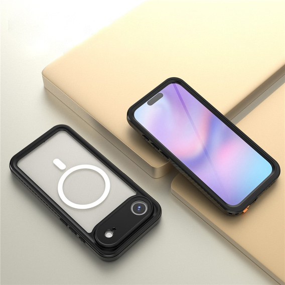 Redpepper tok iPhone Air készülékhez, IP68 vízálló, MagSafe-hoz, átlátszó, fekete oldallapokkal