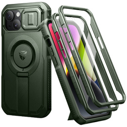 Páncélozott tok iPhone 13 / iPhone 14 készülékhez, Dexnor CamProtect MagSafe, zöld (Két keret)