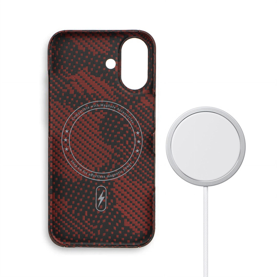 Tok iPhone 16 Plus hoz, Aramid Fiber MagSafe, piros