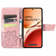 Pattintható tok a Oppo Reno 12FS / 12F, Butterfly, rózsaszín rose gold