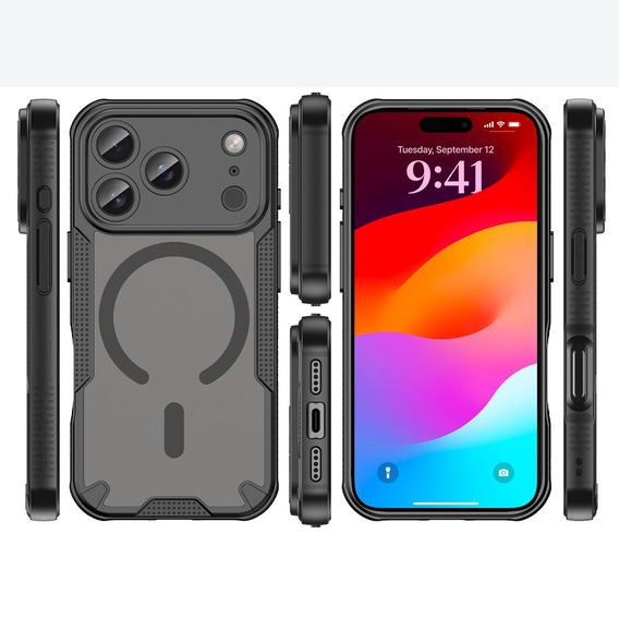 Tok iPhone 17 Pro készülékhez, MagSafe, páncélozott, fekete