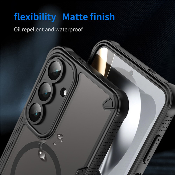 Páncélozott tok Samsung Galaxy S25 FE készülékhez, MagSafe, matt fekete