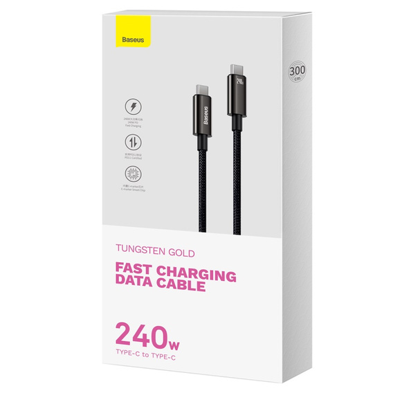 Baseus USB-C–USB-C 240 W-os kábel Power Delivery technológiával USB-C csatlakozóval rendelkező eszközökhöz
