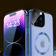 Magnetic Dual Glass MagSafe tok iPhone 15 Pro Max, kék