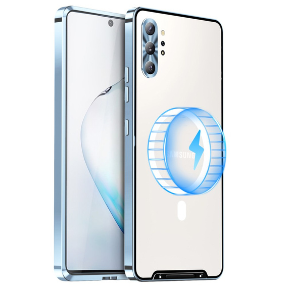 Kameravédő tok Samsung Galaxy Note 10+ Plus, CamShield MagSafe, átlátszó / kék