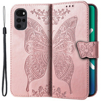 Pattintható tok a Motorola Moto G22, Butterfly, rózsaszín rose gold