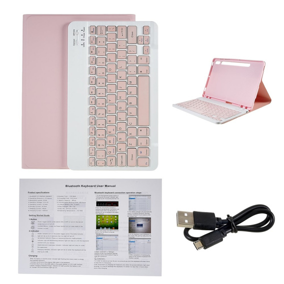 Tok + billentyűzet Samsung Galaxy Tab S7 T870/T875 / S8, Pen Slot, rózsaszín rose gold