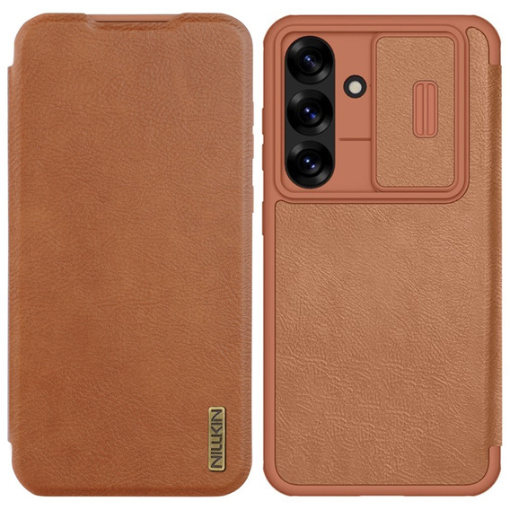 NILLKIN flip tok Samsung Galaxy A56, CamShield Qin Pro, bőr, barna