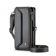 Tok CASEME Samsung Galaxy S24 FE, RFID Leather Wallet, vállpánttal, fekete