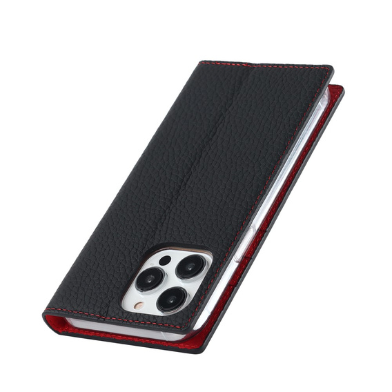 Pattintható tok a iPhone 15 Pro Max, Litchi Skin Grain, fekete