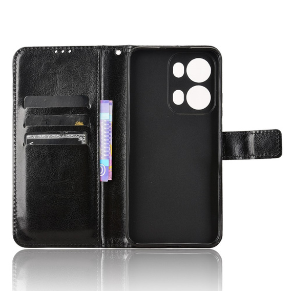 Pattintható tok a Oppo Reno 13 Pro, Crazy Horse Wallet, fekete