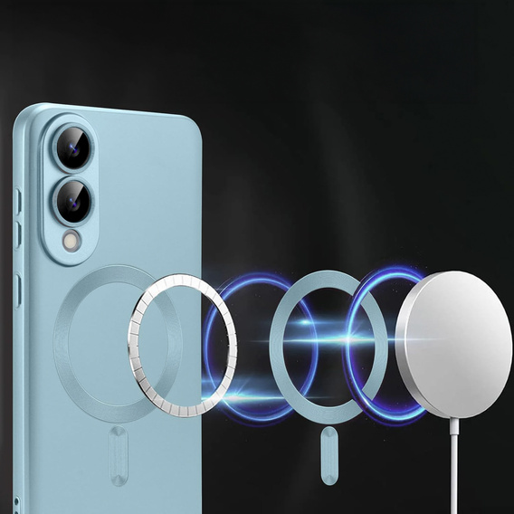 Tok Samsung Galaxy S25 Edge, ColorMag, MagSafe-hoz, kék + 9H edzett üveg
